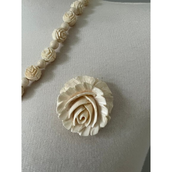 4pc Victorian Vintage Celluloid Necklace Earrings Brooch Antique Jewelry Bundle - Picture 4 of 6